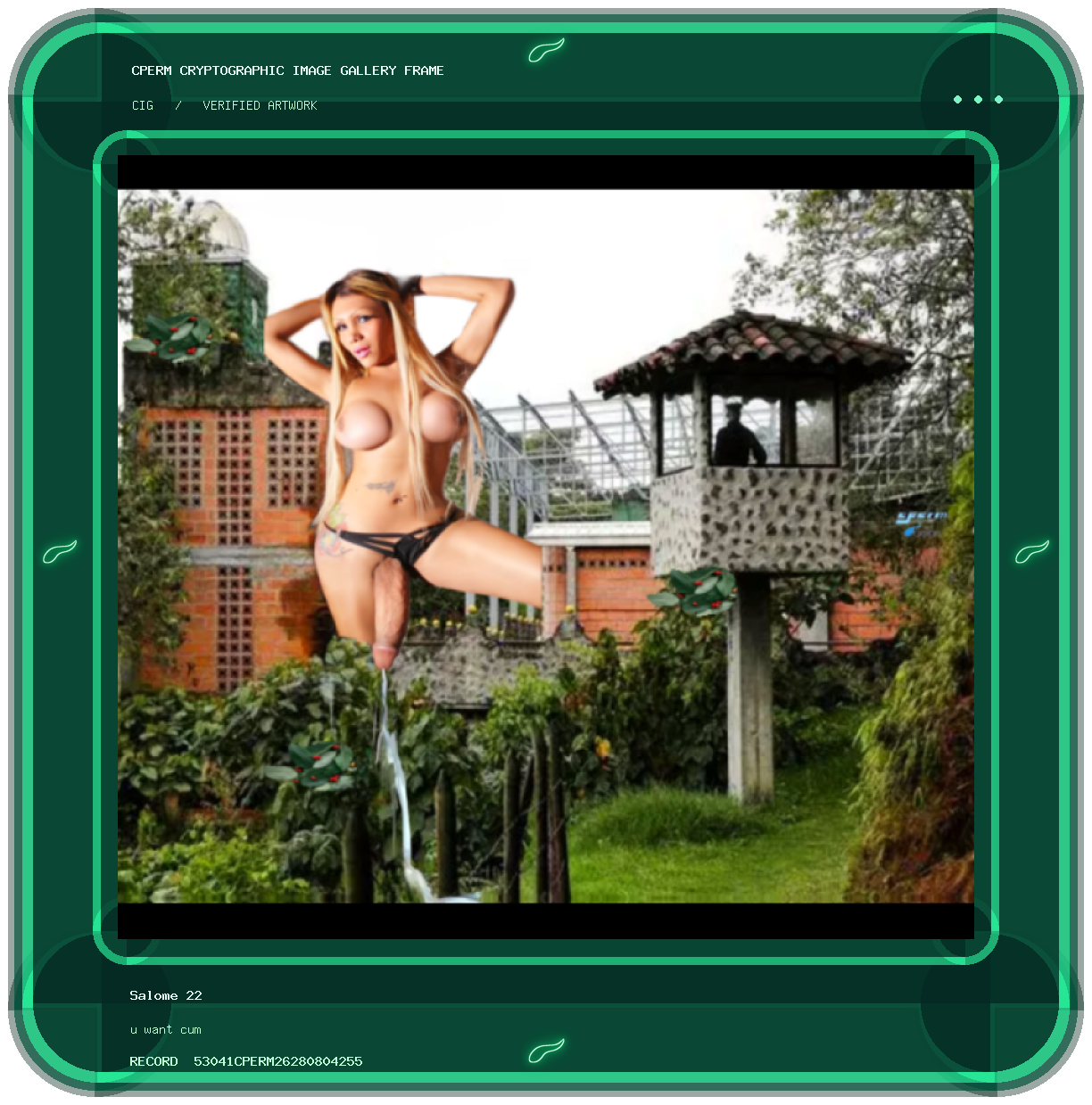 Salome 22 — u want cum framed cryptographic artwork
