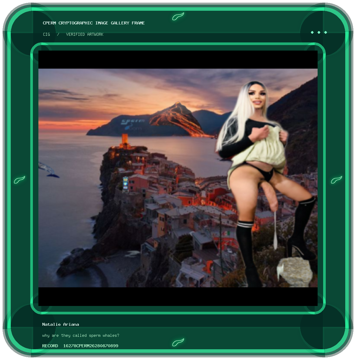 Natalie Ariana — why are they called sperm whales? framed cryptographic artwork