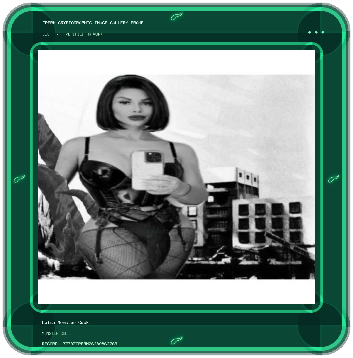 Luisa Monster Cock — MONSTER COCK framed cryptographic artwork