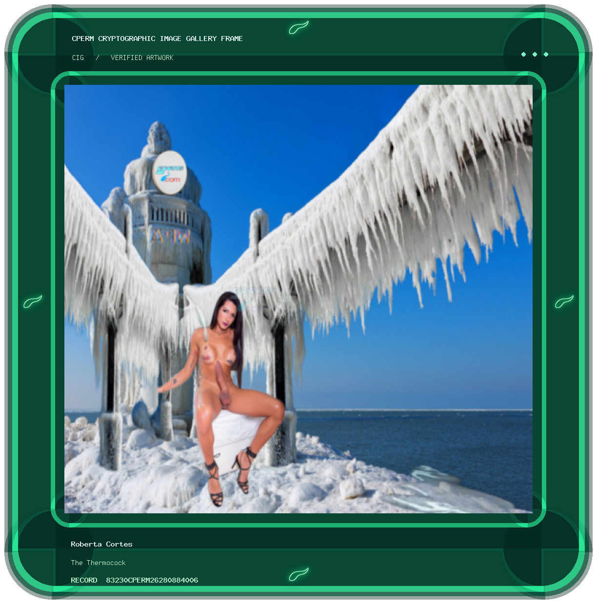 Roberta Cortes — The Thermocock framed cryptographic artwork