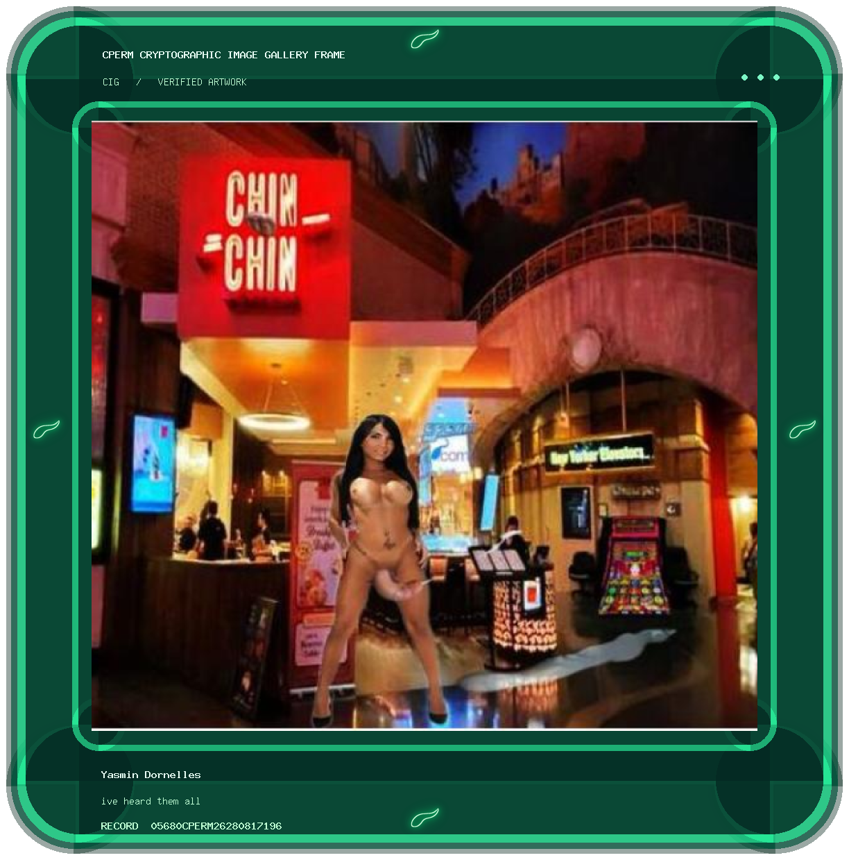 Yasmin Dornelles — ive heard them all framed cryptographic artwork