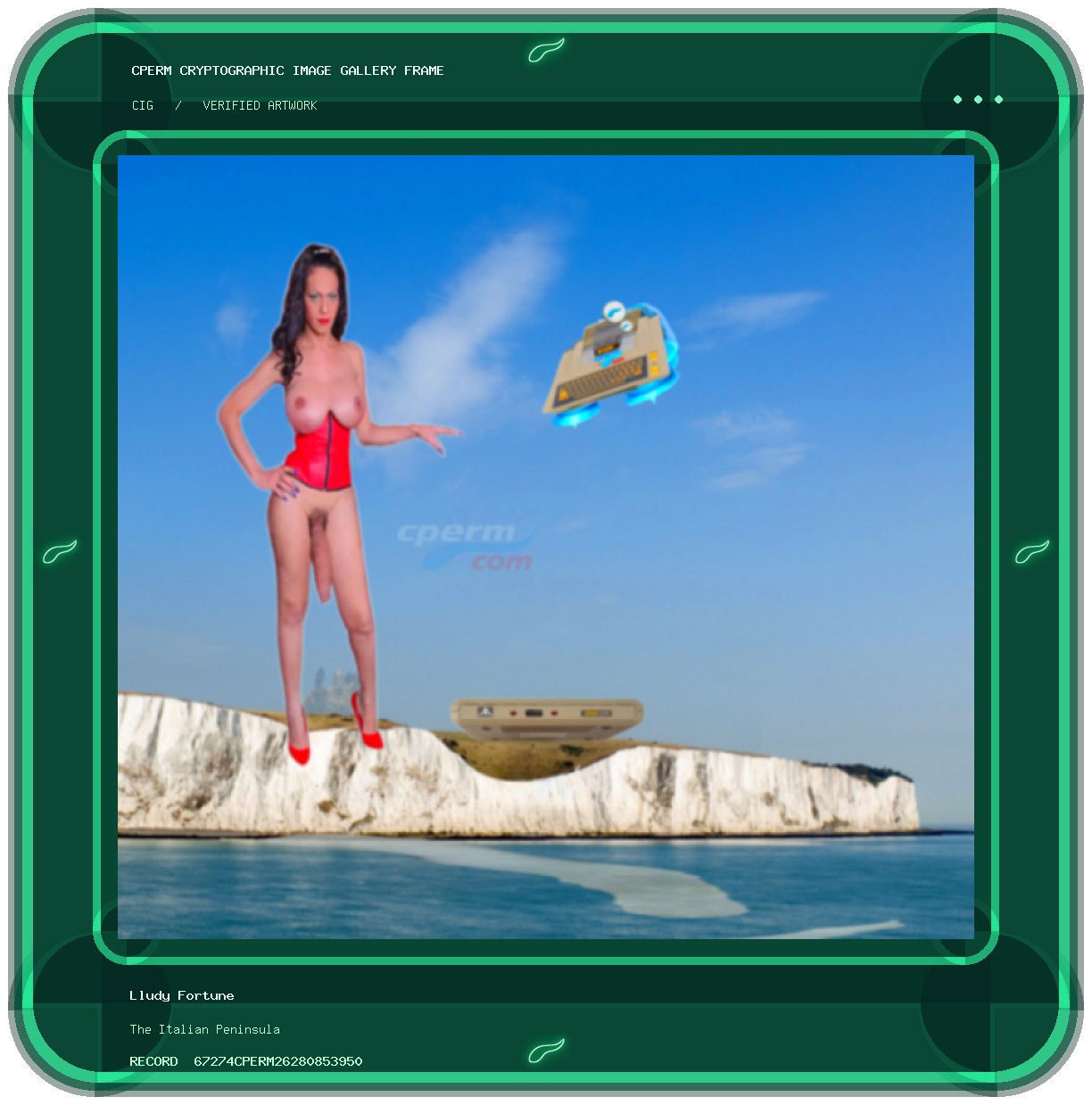 Lludy Fortune — The Italian Peninsula framed cryptographic artwork