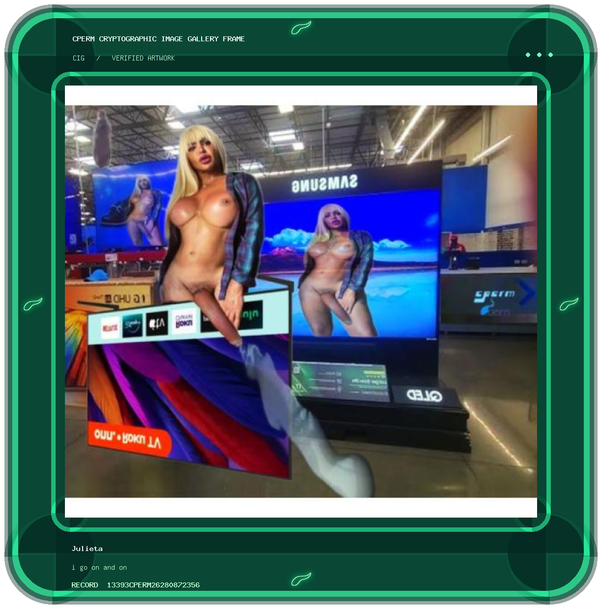 Julieta — i go on and on framed cryptographic artwork