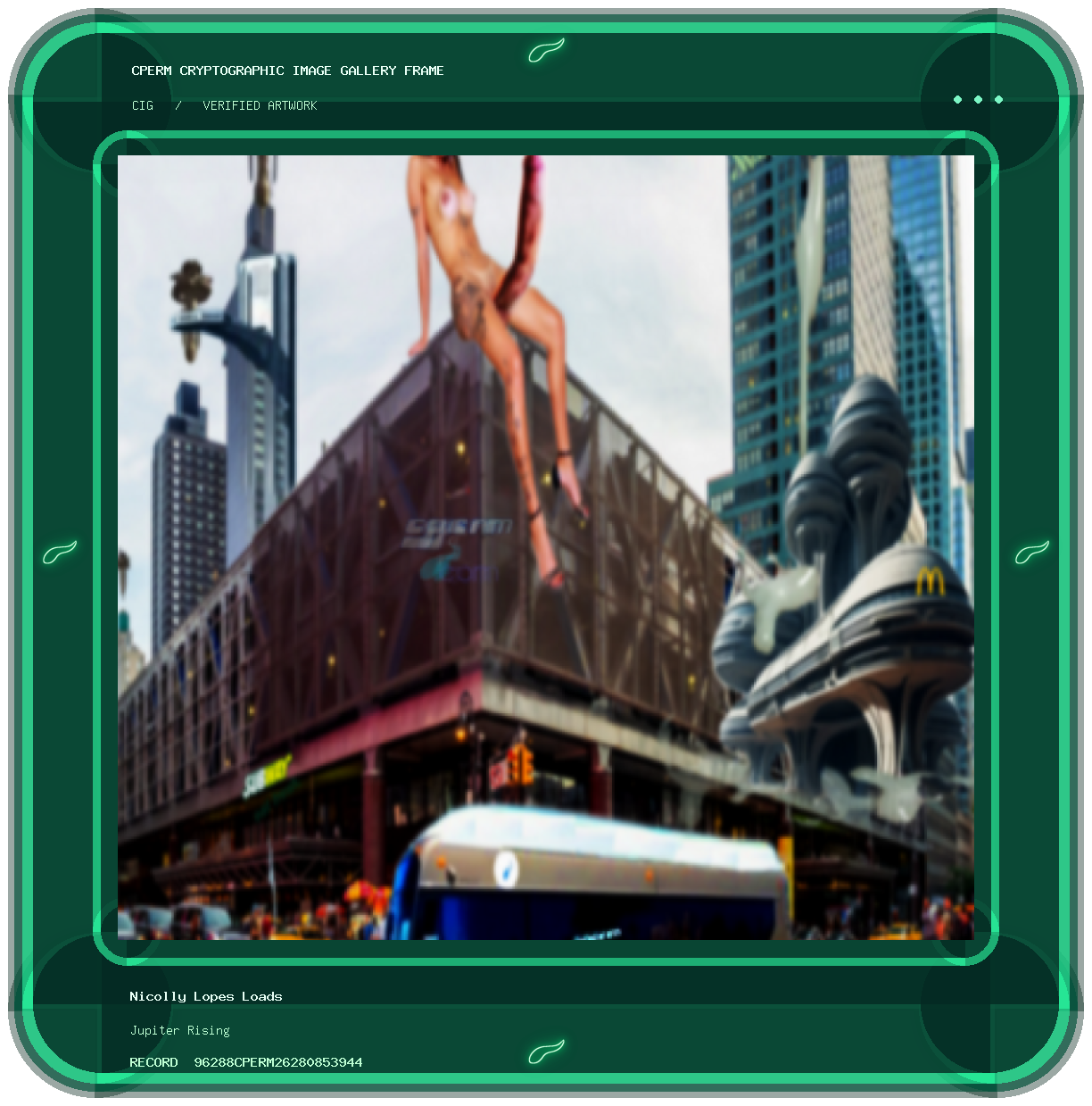 Nicolly Lopes Loads — Jupiter Rising framed cryptographic artwork