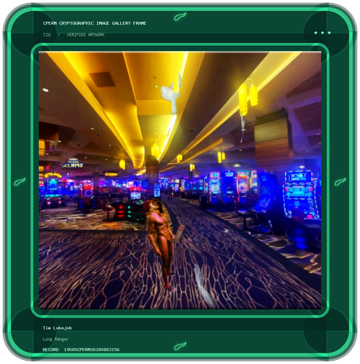 Tim Lubejob — Long Ranger framed cryptographic artwork