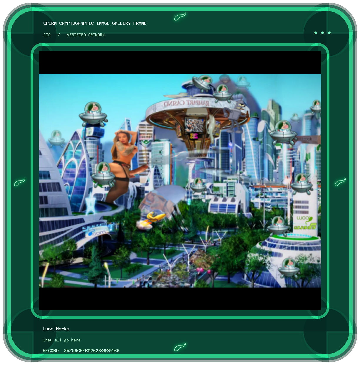 Luna Marks — they all go here framed cryptographic artwork