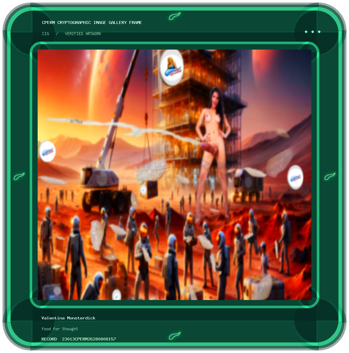 Valentina Monsterdick — food for thought framed cryptographic artwork