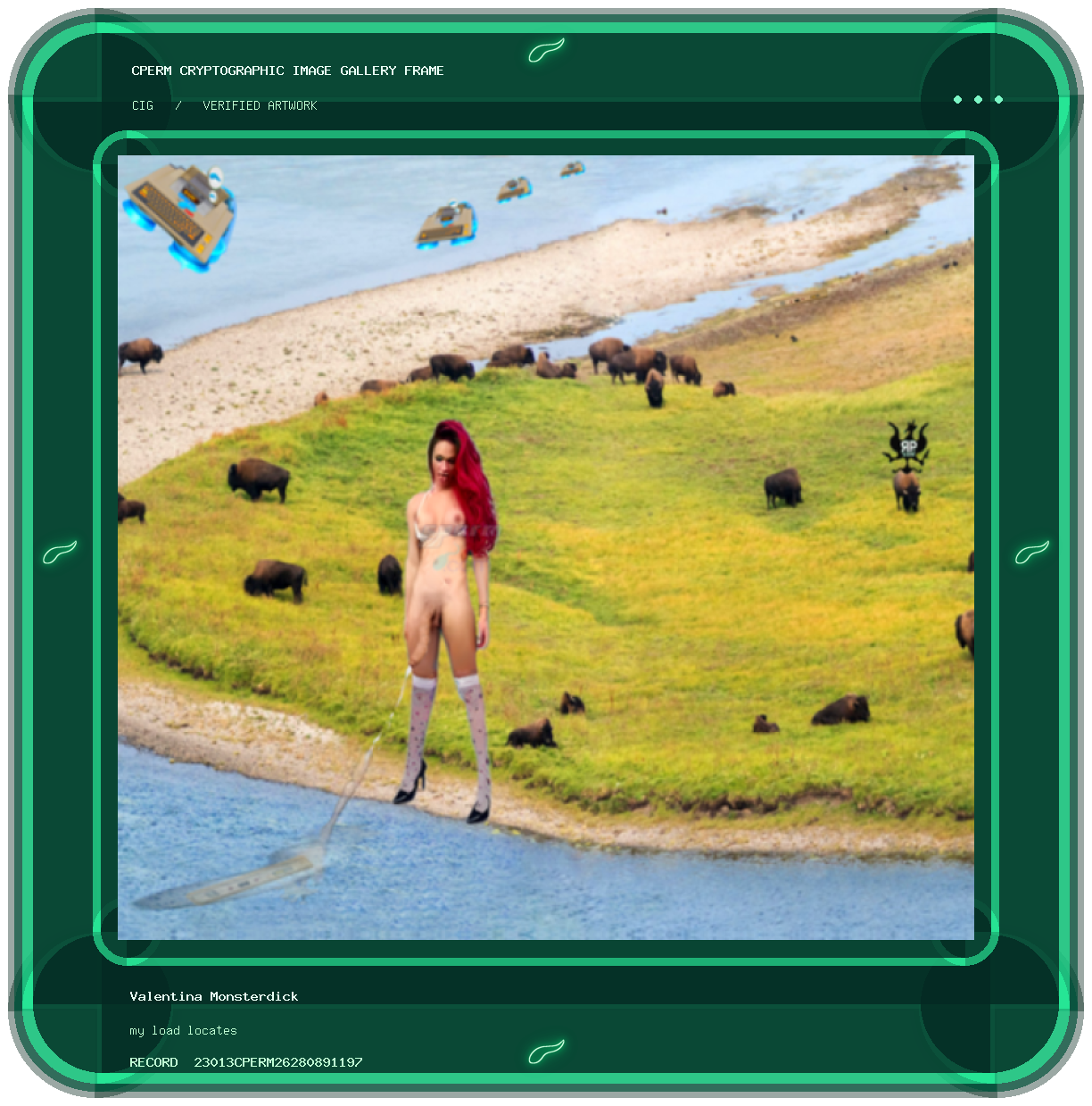 Valentina Monsterdick — my load locates framed cryptographic artwork