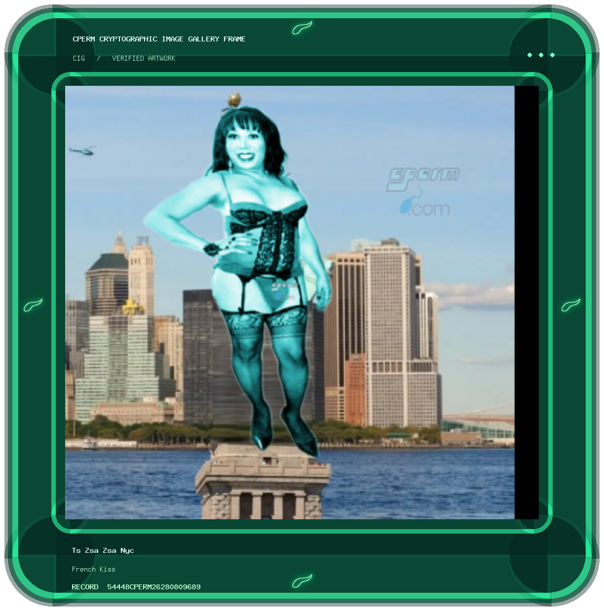 Ts Zsa Zsa Nyc — French Kiss framed cryptographic artwork