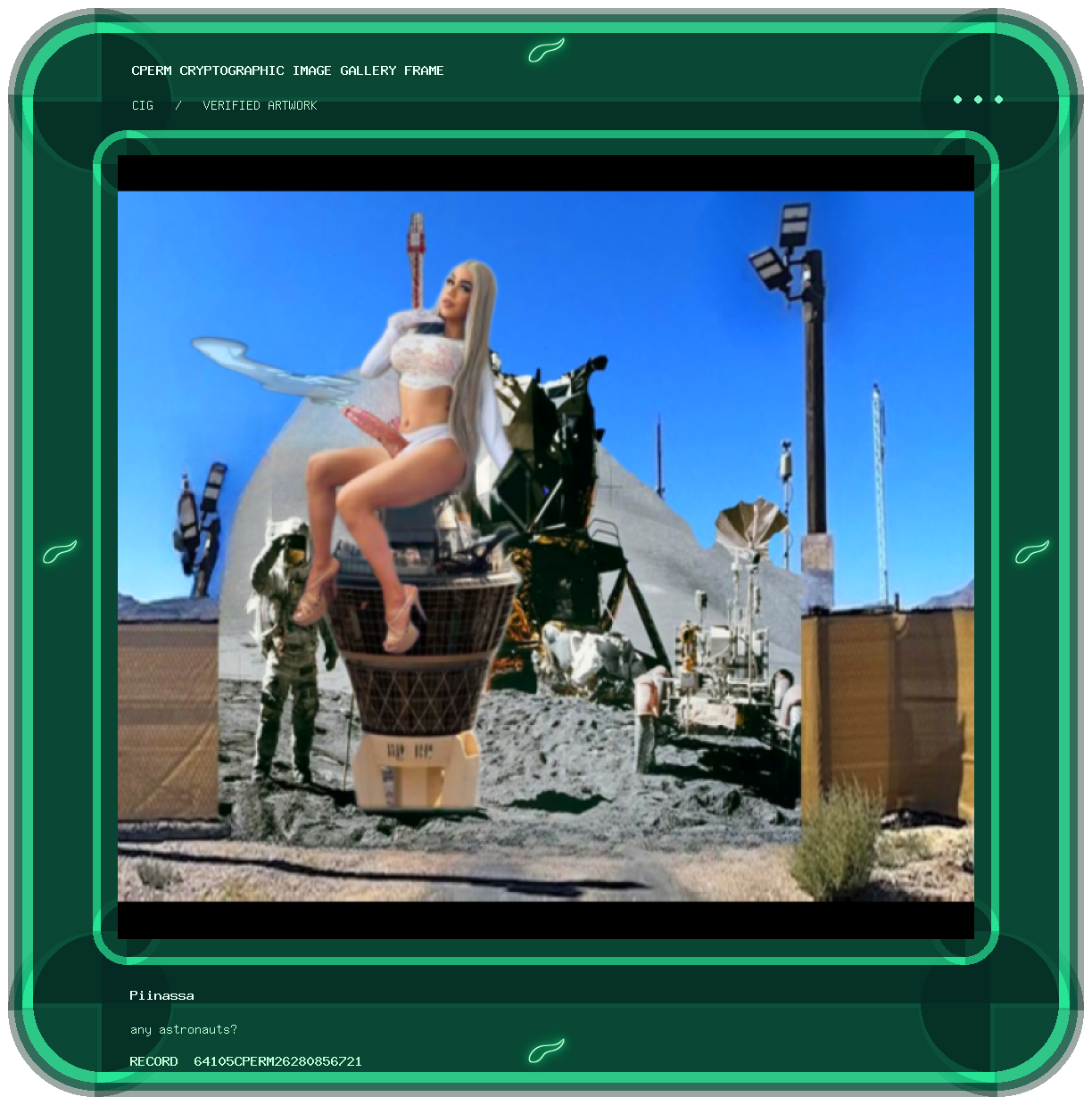 Piinassa — any astronauts? framed cryptographic artwork