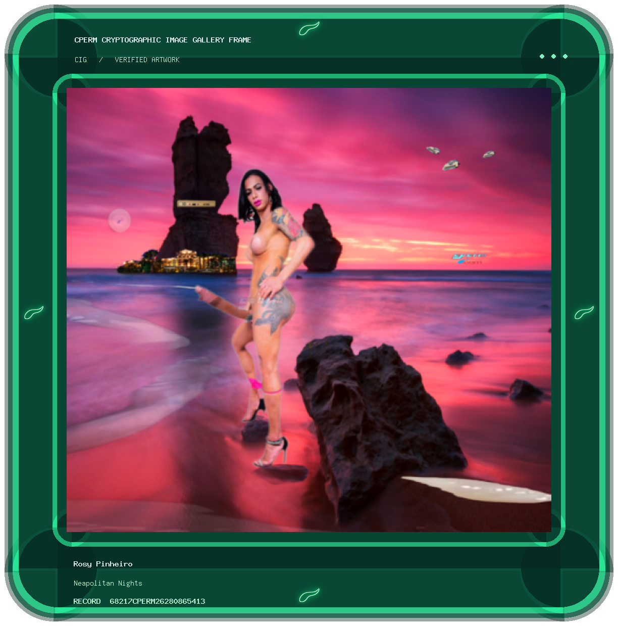 Rosy Pinheiro — Neapolitan Nights framed cryptographic artwork