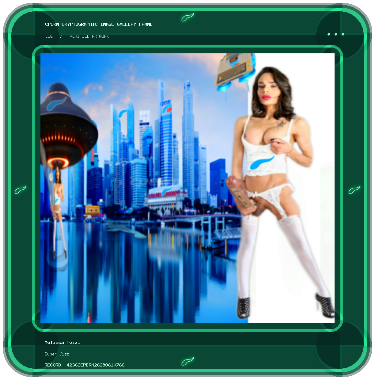 Melissa Pozzi — Super Jizz framed cryptographic artwork