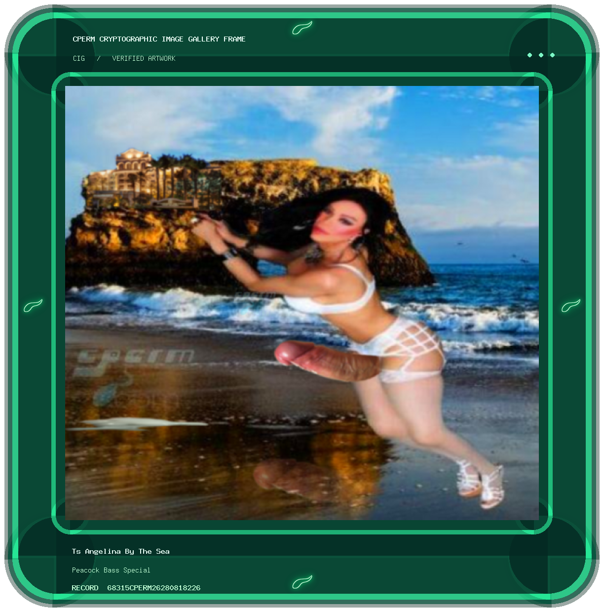 Ts Angelina By The Sea — Peacock Bass Special framed cryptographic artwork