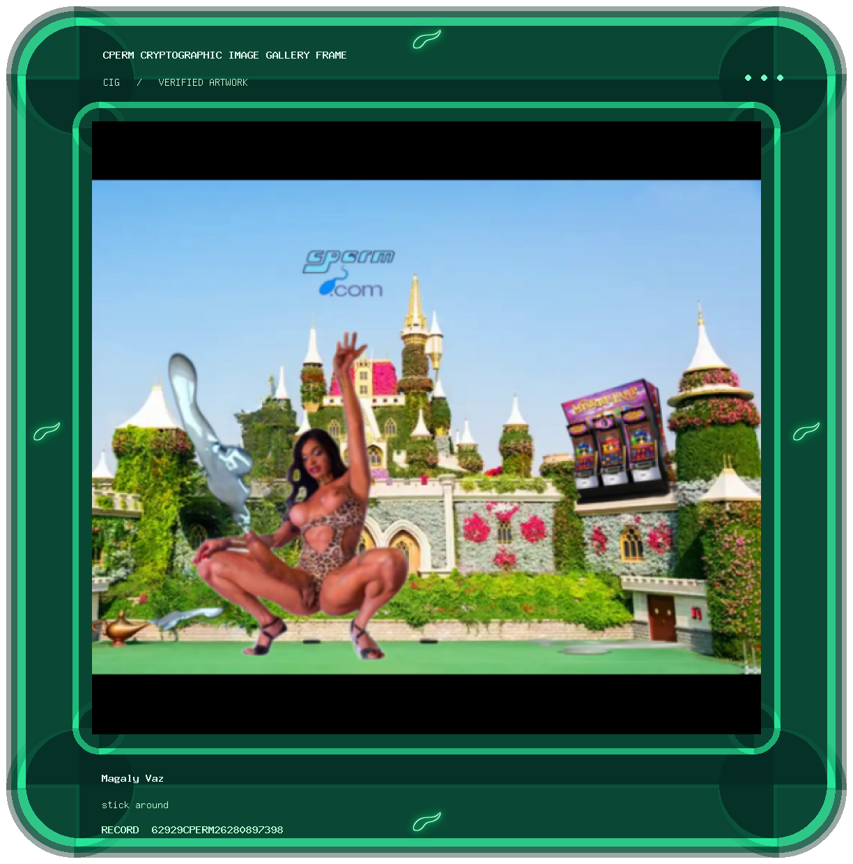 Magaly Vaz — stick around framed cryptographic artwork